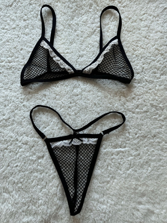 Black Mesh and Lace Elegance Set